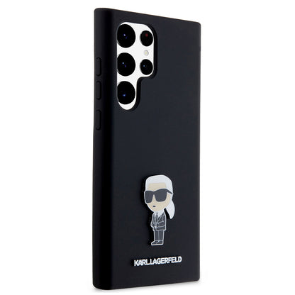 Θήκη για Samsung Galaxy S23 Ultra S918, Karl Lagerfeld, Silicone Ikonik Karl Metal, Μαύρη