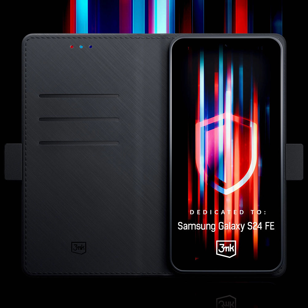Θήκη για Samsung Galaxy S24 FE S721, 3MK, Πορτοφόλι, Μαύρο