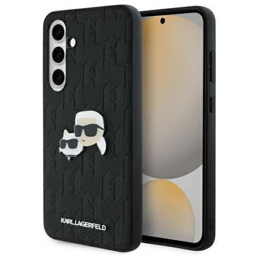 Θήκη για Samsung Galaxy S24 FE S721, Karl Lagerfeld, Monogram Karl & Choupette's Heads, Μαύρη