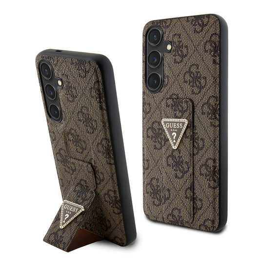 Θήκη για Samsung Galaxy S24+ S926, Guess, Grip Stand 4G Triangle Strass, Καφέ