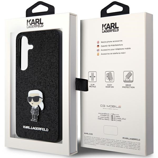 Θήκη για Samsung Galaxy S24+ S926, Karl Lagerfeld, Glitter Ikonik Karl Logo, Μαύρη