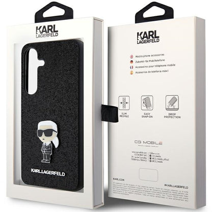 Θήκη για Samsung Galaxy S24+ S926, Karl Lagerfeld, Glitter Ikonik Karl Logo, Μαύρη