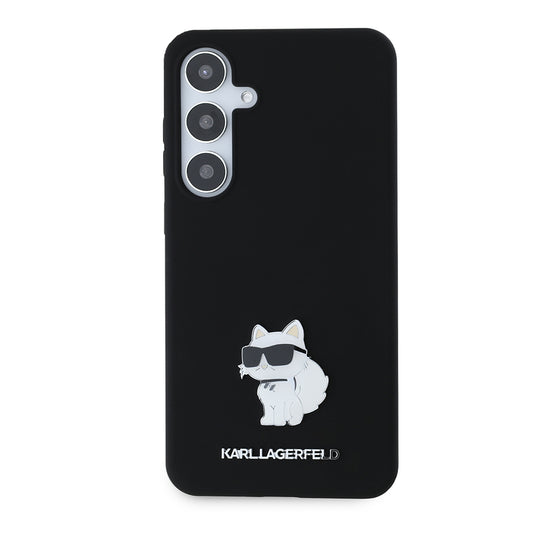 Θήκη για Samsung Galaxy S24+ S926, Karl Lagerfeld, Silicone Choupette Metal, Μαύρη