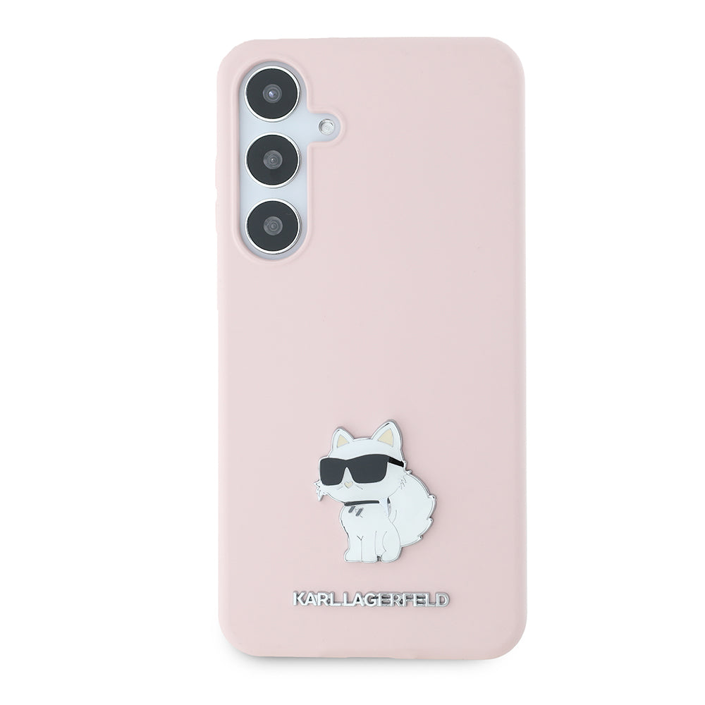 Θήκη για Samsung Galaxy S24+ S926, Karl Lagerfeld, Silicone Choupette Metal, Ροζ