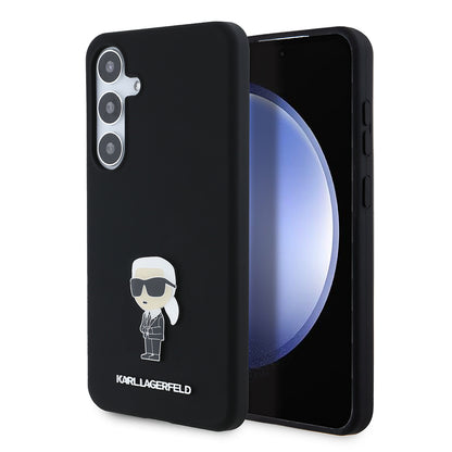 Θήκη για Samsung Galaxy S24+ S926, Karl Lagerfeld, Silicone Ikonik Karl Metal, Μαύρη