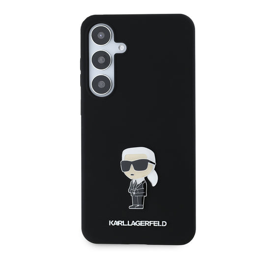 Θήκη για Samsung Galaxy S24+ S926, Karl Lagerfeld, Silicone Ikonik Karl Metal, Μαύρη