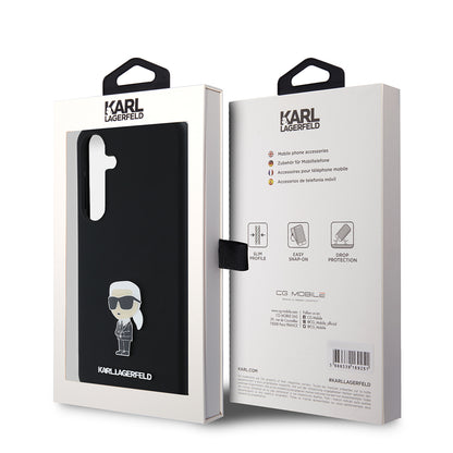 Θήκη για Samsung Galaxy S24+ S926, Karl Lagerfeld, Silicone Ikonik Karl Metal, Μαύρη