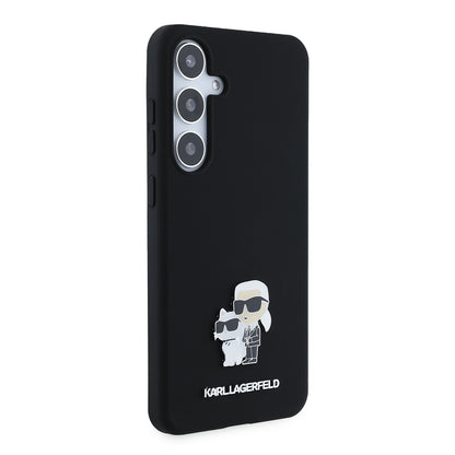 Case for Samsung Galaxy S24+ S926, Karl Lagerfeld, Silicone Karl & Choupette Metal, Black