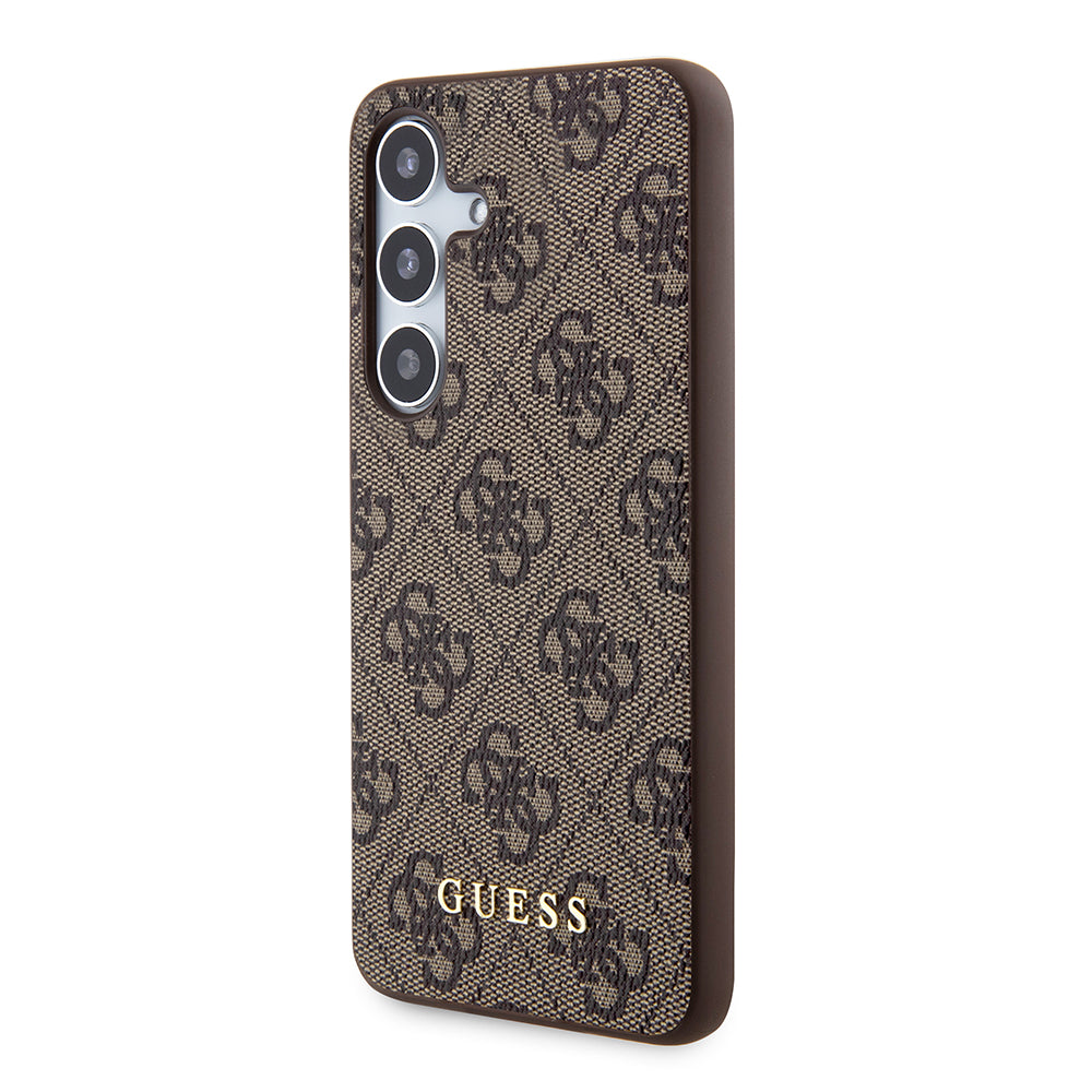 Case for Samsung Galaxy S24 S921, Guess, 4G Metal Gold Logo, Brown