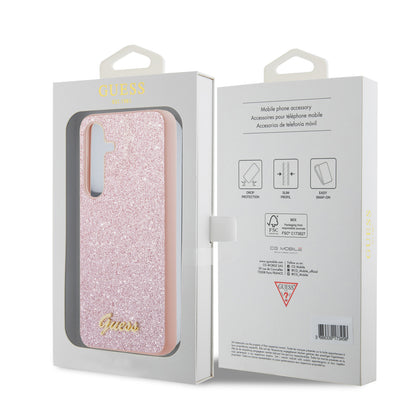 Case for Samsung Galaxy S24 S921, Guess, Glitter Script, Pink