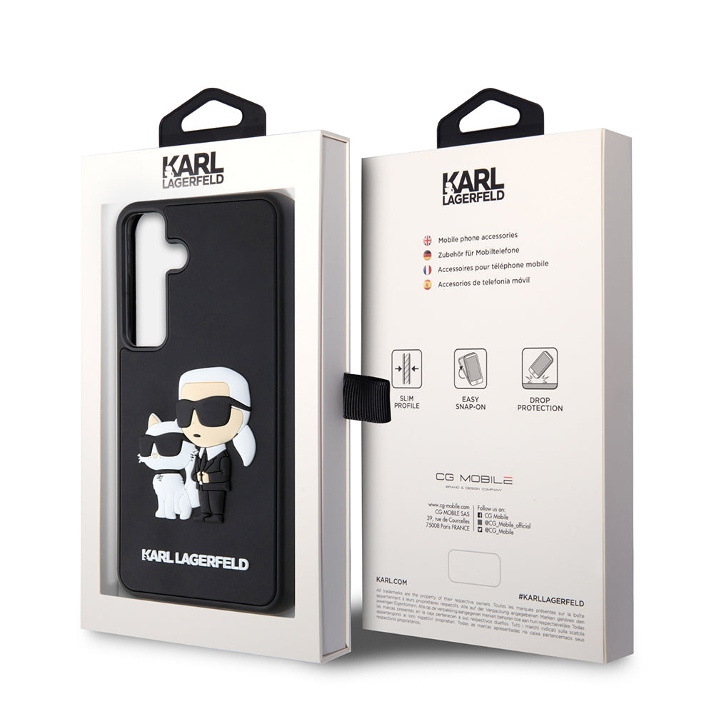 Θήκη για Samsung Galaxy S24 S921, Karl Lagerfeld, 3D Rubber Karl & Choupette, Μαύρη