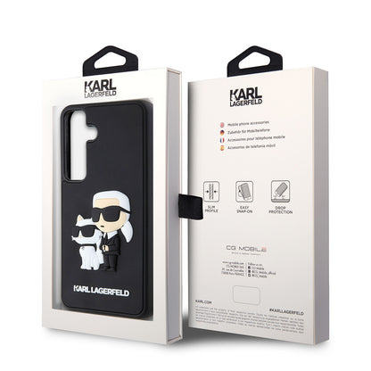 Θήκη για Samsung Galaxy S24 S921, Karl Lagerfeld, 3D Rubber Karl & Choupette, Μαύρη