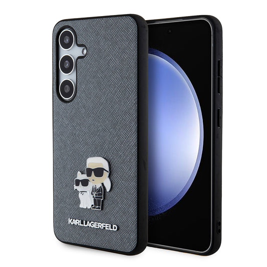 Θήκη για Samsung Galaxy S24 S921, Karl Lagerfeld, Saffiano Karl & Choupette Metal, Γκρι