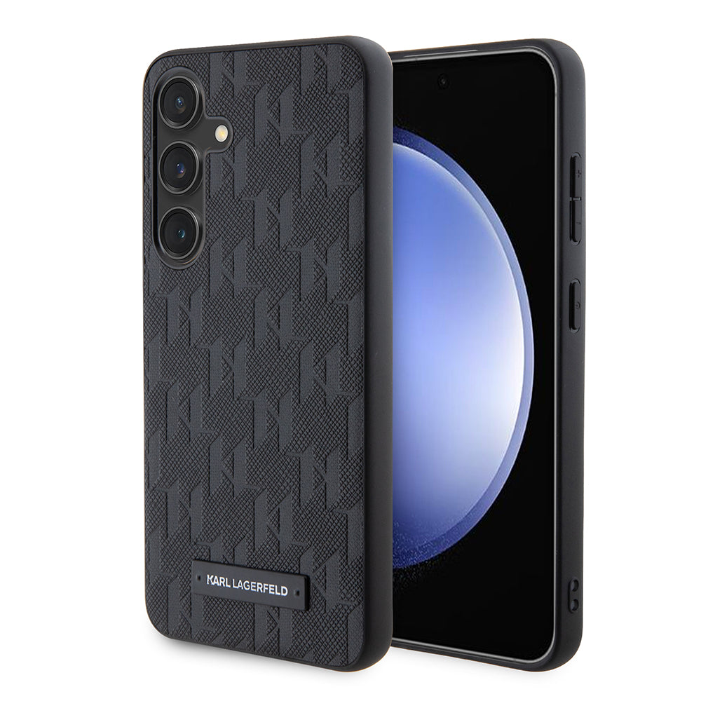 Θήκη για Samsung Galaxy S24 S921, Karl Lagerfeld, Saffiano Mono Metal Logo, Μαύρη