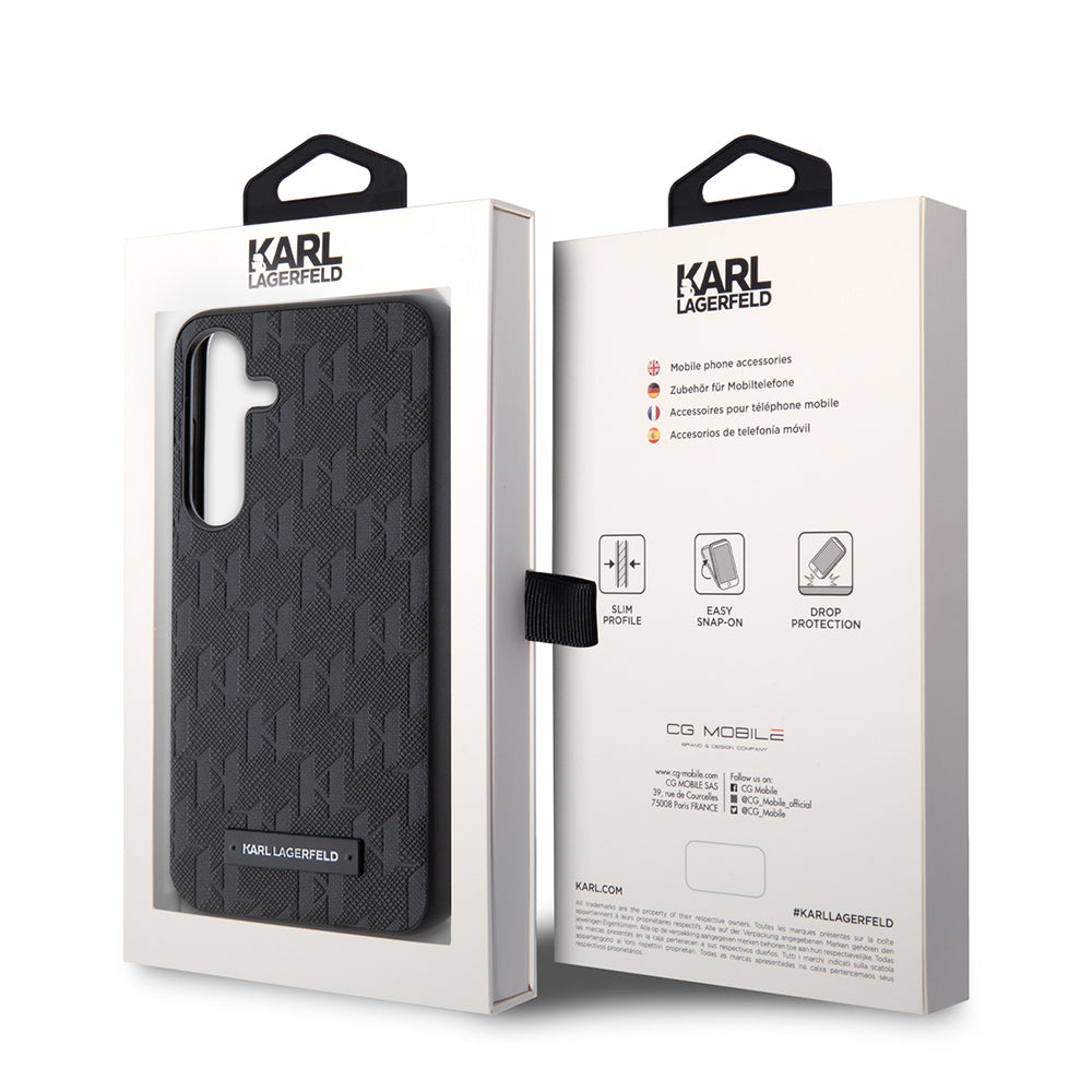 Θήκη για Samsung Galaxy S24 S921, Karl Lagerfeld, Saffiano Mono Metal Logo, Μαύρη