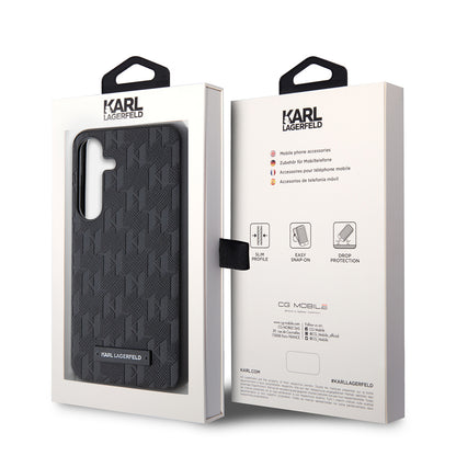 Θήκη για Samsung Galaxy S24 S921, Karl Lagerfeld, Saffiano Mono Metal Logo, Μαύρη