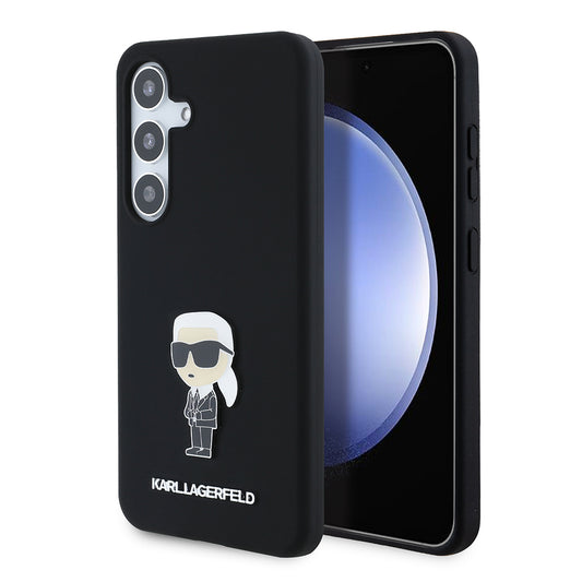 Θήκη για Samsung Galaxy S24 S921, Karl Lagerfeld, Silicone Ikonik Karl Metal, Μαύρη