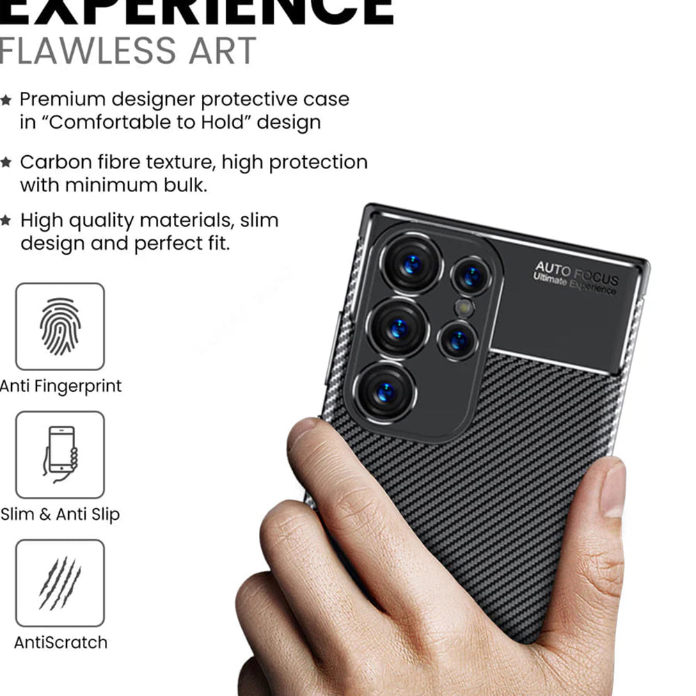Θήκη για Samsung Galaxy S24 Ultra S928, Techsuit, CarbonFiber, Μαύρο