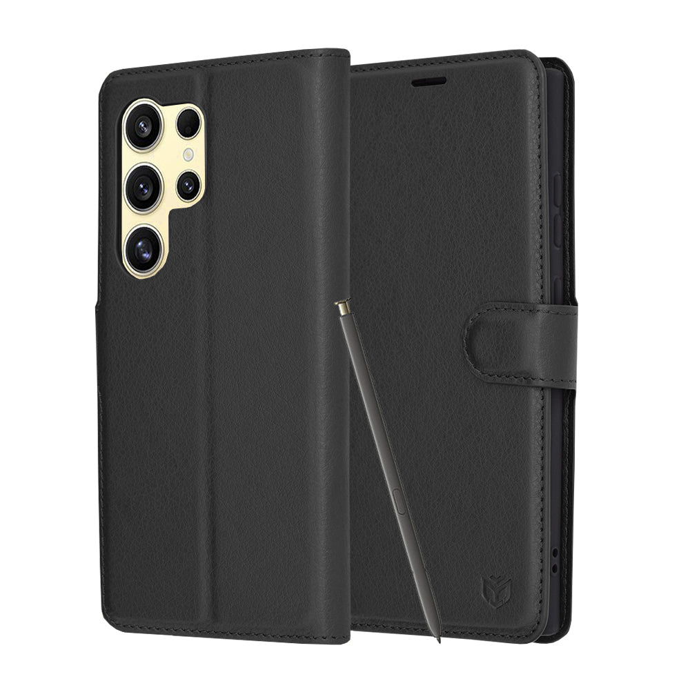 Θήκη για Samsung Galaxy S24 Ultra S928, Techsuit, Leather Folio, Μαύρο