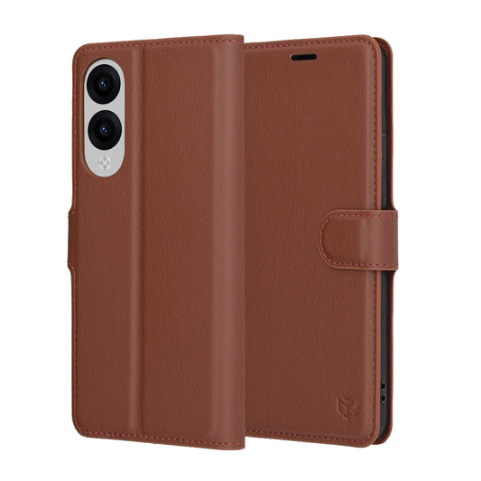 Θήκη για Samsung Galaxy S25 Edge S937, Techsuit, Δερμάτινο Φολιο, Καφέ