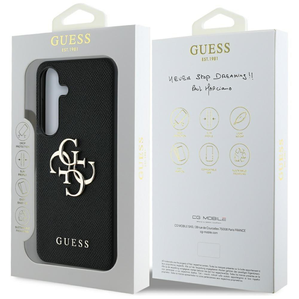 Θήκη για Samsung Galaxy S25+ S936, Guess, 4G Grained Big and Classic Logo, Μαύρη