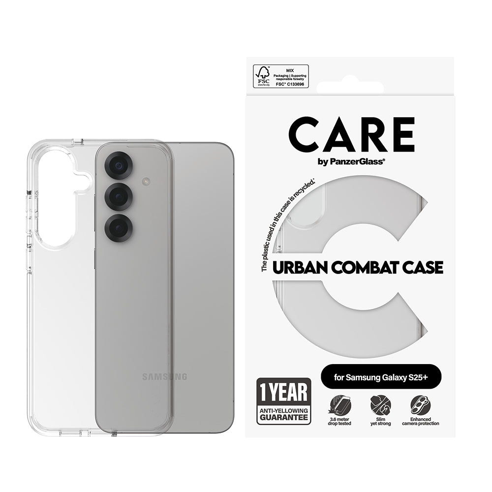 Θήκη για Samsung Galaxy S25+ S936, PanzerGlass, Care Urban Combat, Διαφανής