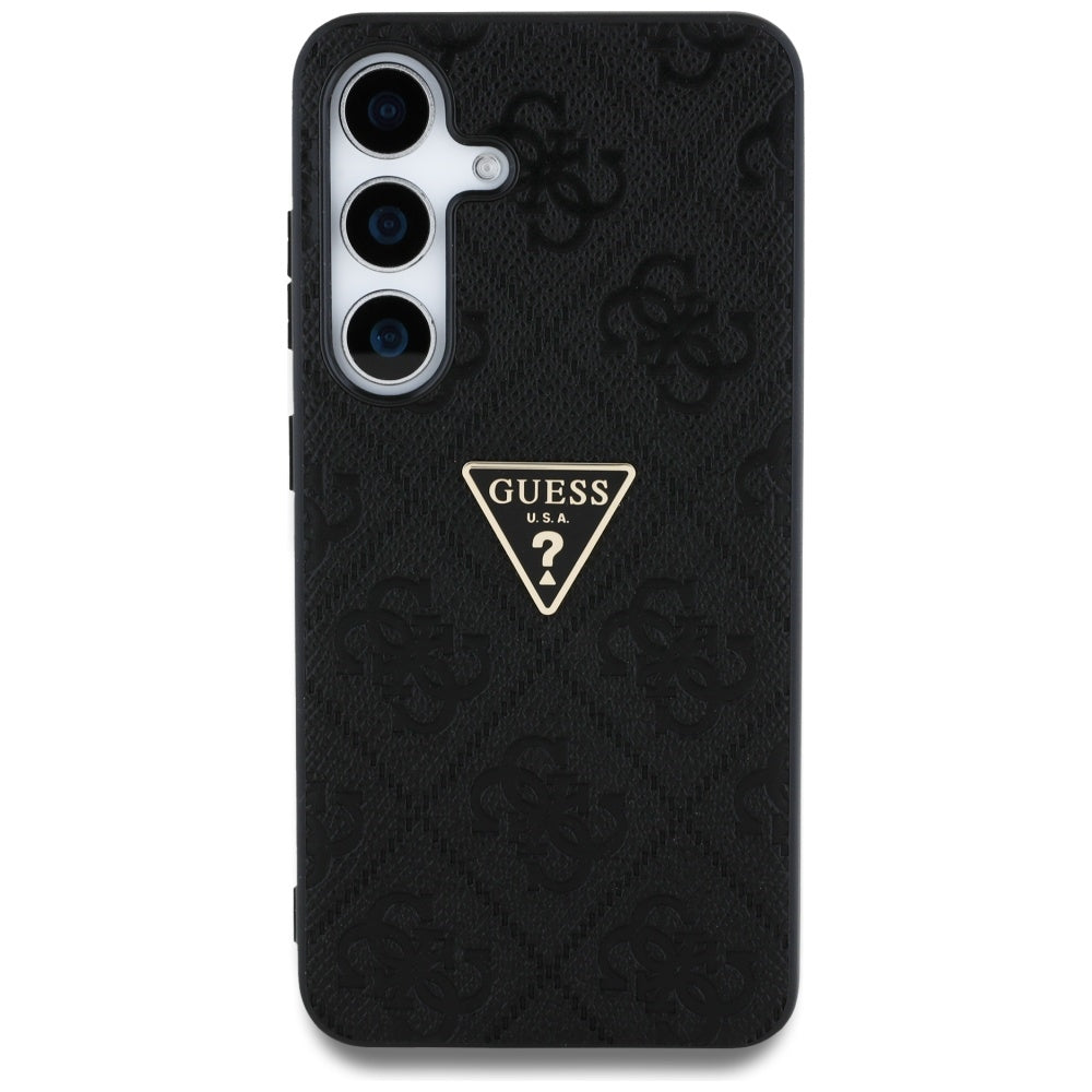 Θήκη για Samsung Galaxy S25 S931, Guess, Grained Hot Stamp 4G Triangle, Μαύρη