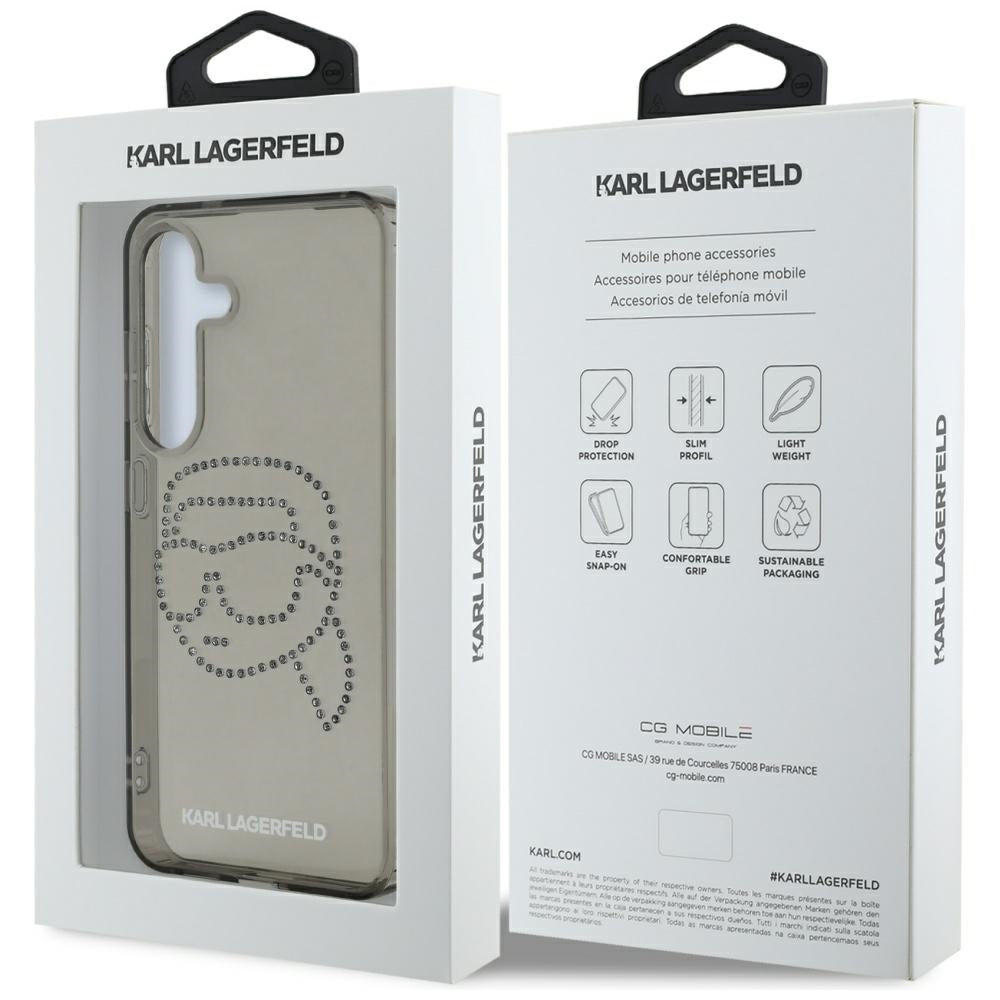Θήκη για Samsung Galaxy S25 S931, Karl Lagerfeld, IML Rhinestones Karl's Head, Μαύρη