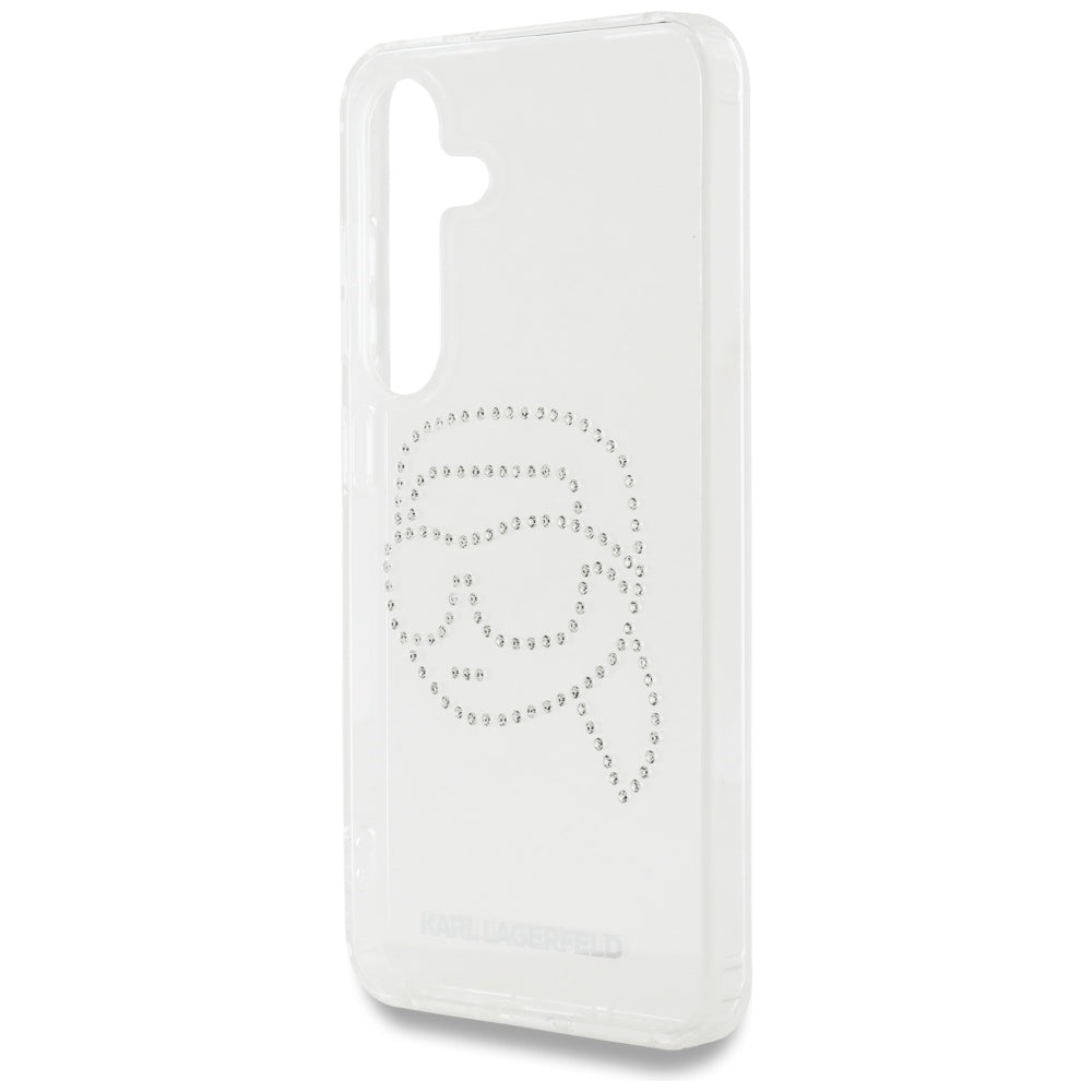 Case for Samsung Galaxy S25 S931, Karl Lagerfeld, IML Rhinestones Karl's Head, Transparent