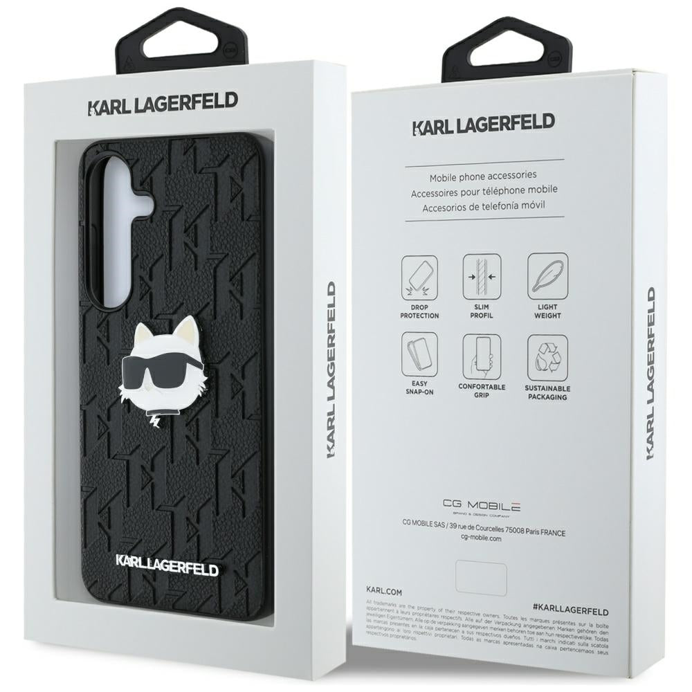 Θήκη για Samsung Galaxy S25 S931, Karl Lagerfeld, Monogram Choupette's Head, Μαύρη