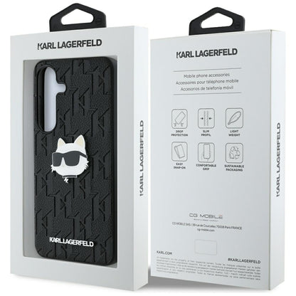 Θήκη για Samsung Galaxy S25 S931, Karl Lagerfeld, Monogram Choupette's Head, Μαύρη