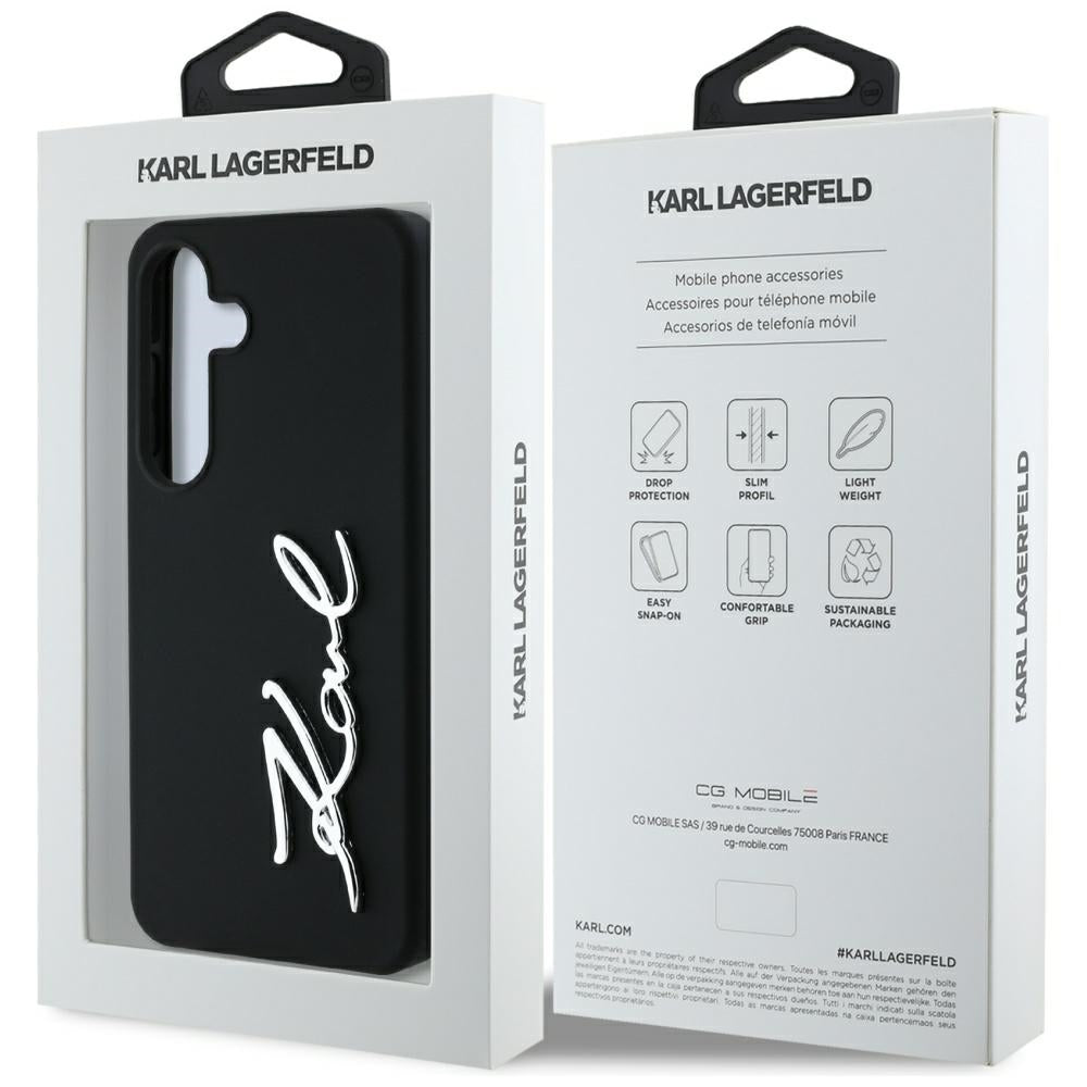 Θήκη για Samsung Galaxy S25 S931, Karl Lagerfeld, Silicone Sign Metal Logo, Μαύρη