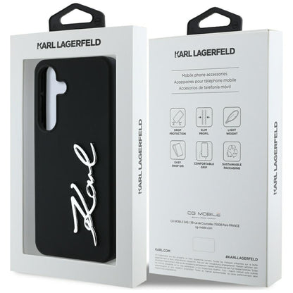 Θήκη για Samsung Galaxy S25 S931, Karl Lagerfeld, Silicone Sign Metal Logo, Μαύρη
