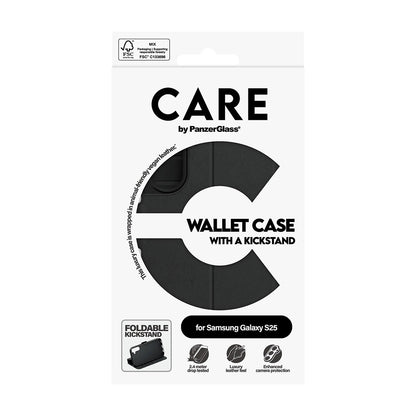 Θήκη για Samsung Galaxy S25 S931, PanzerGlass, με χαρακτηριστικό Kickstand Wallet, Μαύρη