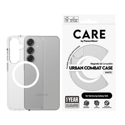 Θήκη για Samsung Galaxy S25 S931, PanzerGlass, Care Urban Combat, Διαφανής Λευκή