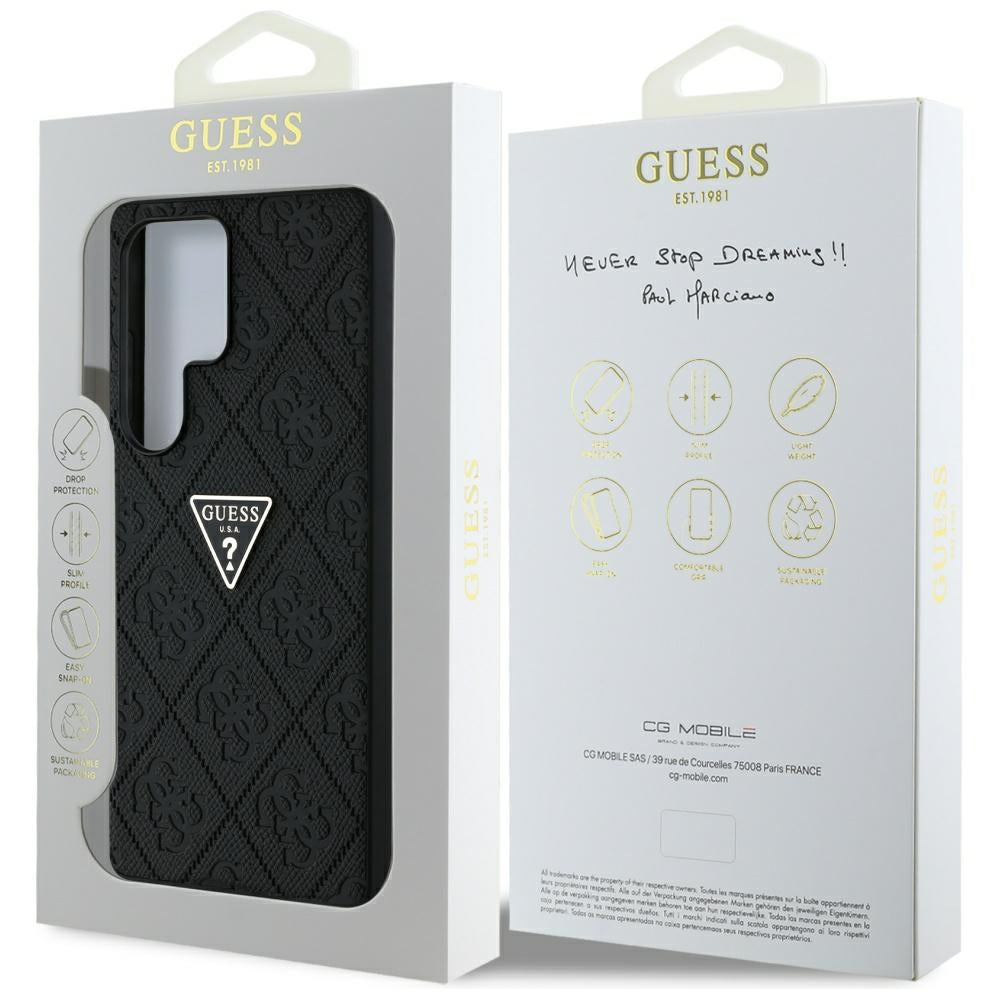 Θήκη για Samsung Galaxy S25 Ultra S938, Guess, Grained Hot Stamp 4G Triangle, Μαύρη