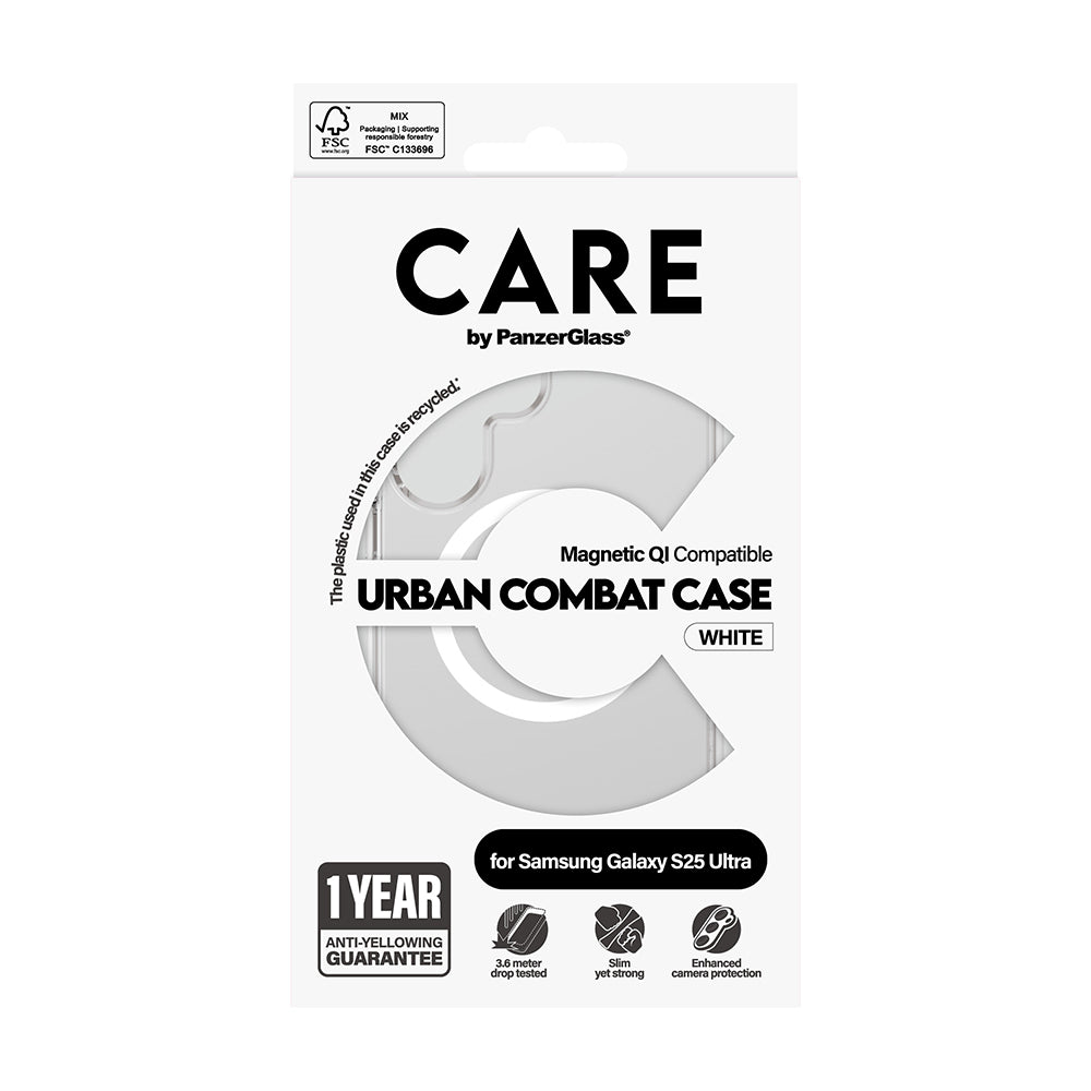 Θήκη για Samsung Galaxy S25 Ultra S938, PanzerGlass, Care Urban Combat, Διαφανής Λευκή