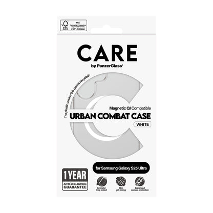 Θήκη για Samsung Galaxy S25 Ultra S938, PanzerGlass, Care Urban Combat, Διαφανής Λευκή