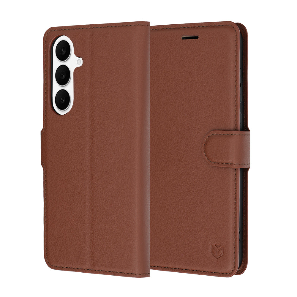 Case for Samsung Galaxy S26 FE / S25 FE, Techsuit, Leather Folio, Brown