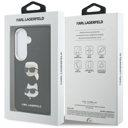 Θήκη για Samsung Galaxy S26 Plus S947, Karl Lagerfeld, Saffiano Karl & Choupette's Head Pin, Μαύρη