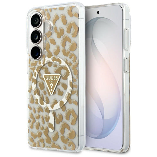 Θήκη MagSafe για Samsung Galaxy S26 S942, Guess, IML Leopard Pattern, Καφέ
