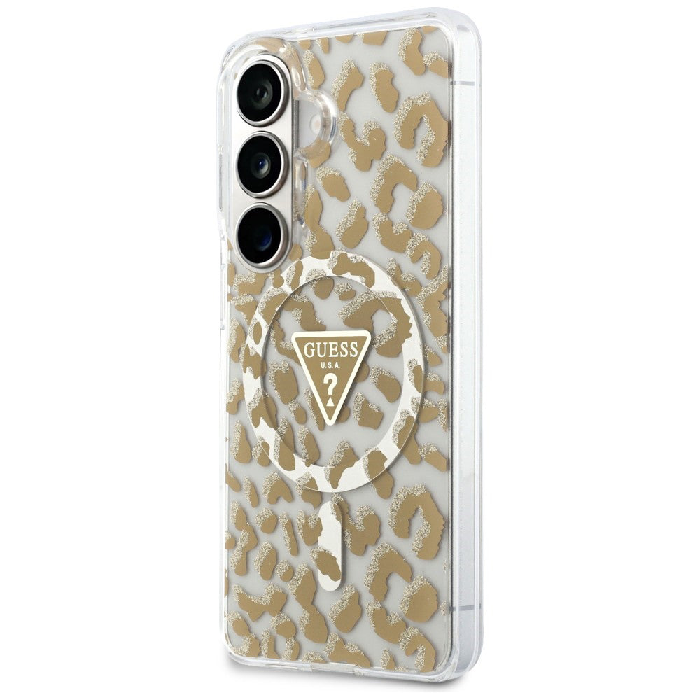 Θήκη MagSafe για Samsung Galaxy S26 S942, Guess, IML Leopard Pattern, Καφέ