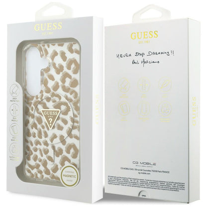 Θήκη MagSafe για Samsung Galaxy S26 S942, Guess, IML Leopard Pattern, Καφέ