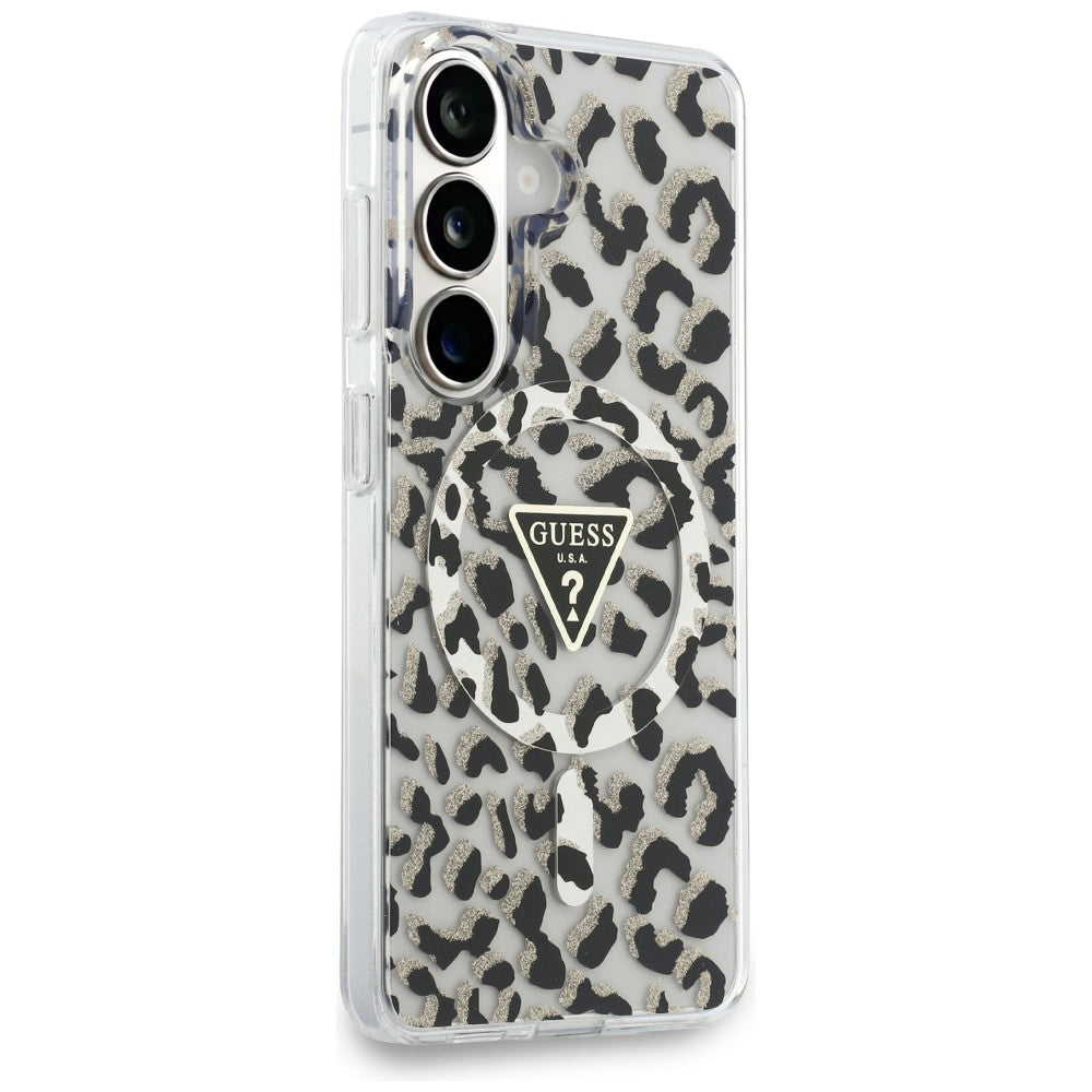 Θήκη MagSafe για Samsung Galaxy S26 S942, Guess, IML Leopard Pattern, Μαύρη
