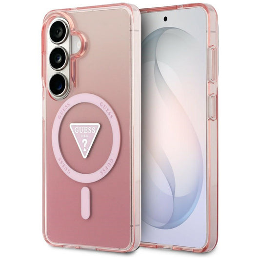 Θήκη MagSafe για Samsung Galaxy S26 S942, Guess, IML Gradient Triangle Logo, Ροζ