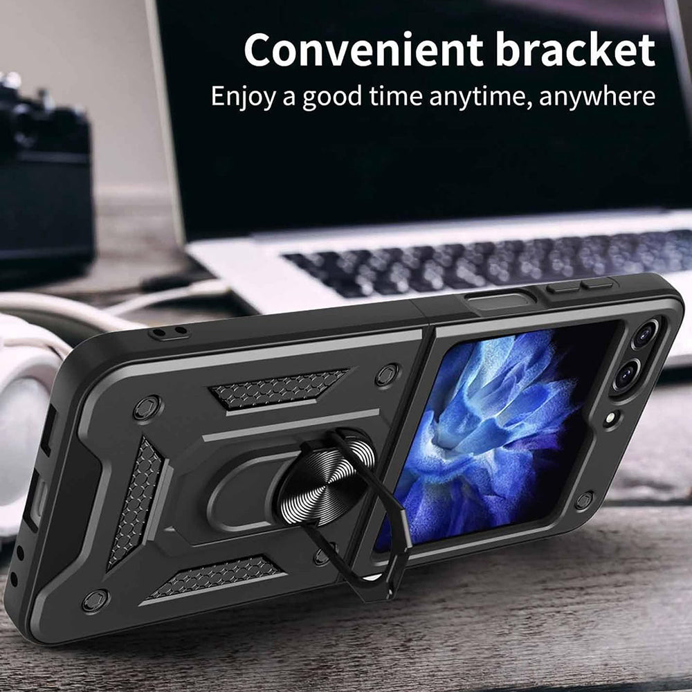 Θήκη για Samsung Galaxy Z Flip7 FE F761 / Z Flip6 F741, Techsuit, CamShield, Μαύρο