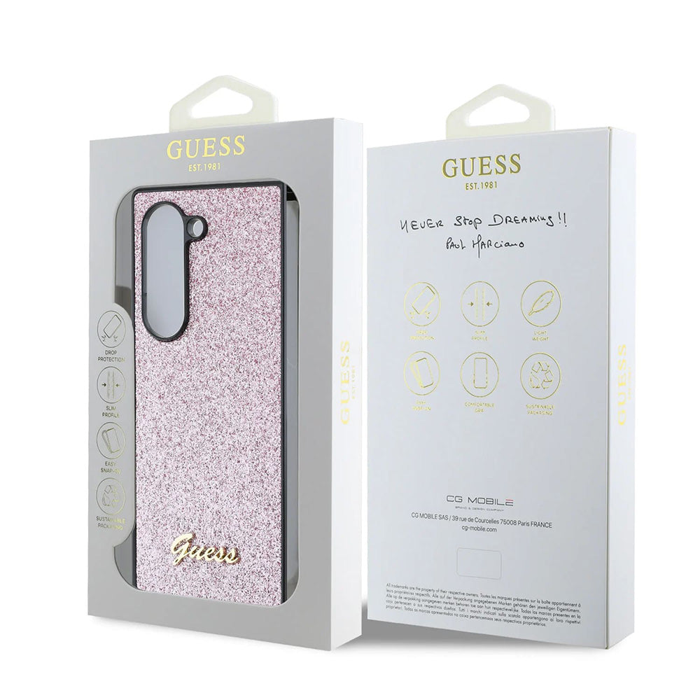 Θήκη για Samsung Galaxy Z Fold6 F956, Guess, Glitter Script, Ροζ