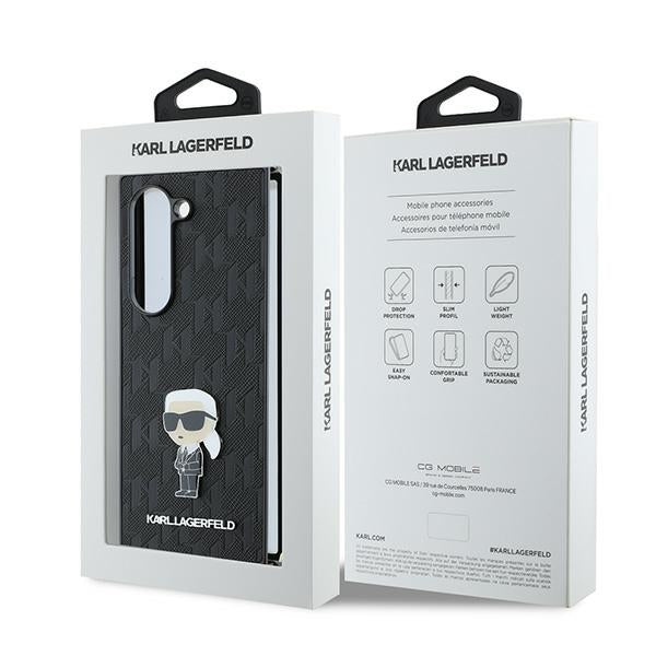 Θήκη για Samsung Galaxy Z Fold6 F956, Karl Lagerfeld, Saffiano Monogram Ikonik, Μαύρη
