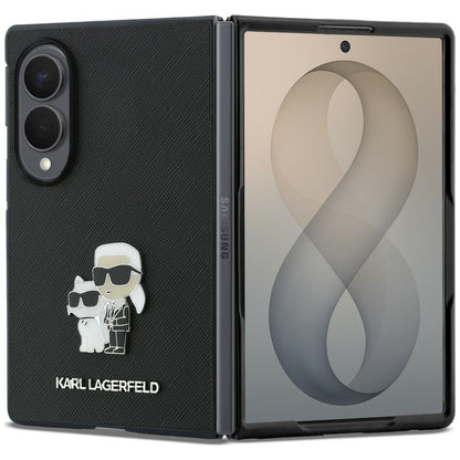 Θήκη για Samsung Galaxy Z Fold8 F971, Karl Lagerfeld, Saffiano Karl & Choupette Μεταλλικό Καρφίτσα, Μαύρο
