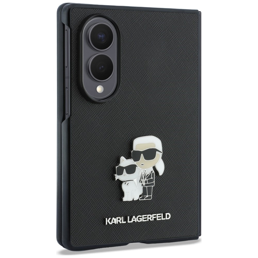 Θήκη για Samsung Galaxy Z Fold8 F971, Karl Lagerfeld, Saffiano Karl & Choupette Μεταλλικό Καρφίτσα, Μαύρο